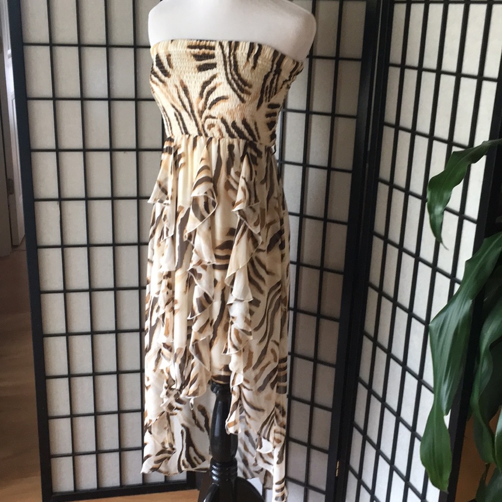 Womens strapless tiger print dress size S